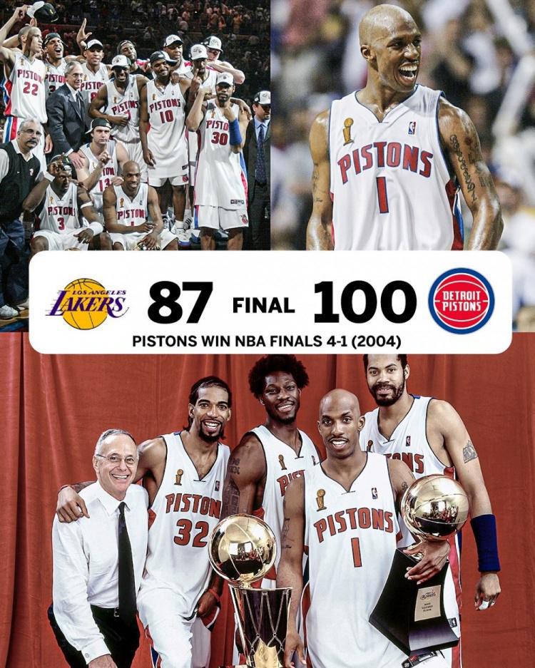 21年前的今天：平民活塞4-1绅士横扫”豪华F4“湖人 夺队史第三冠