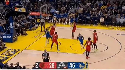 梅尔顿挑战克林根上篮再中，勇士次节已领先开拓者20分